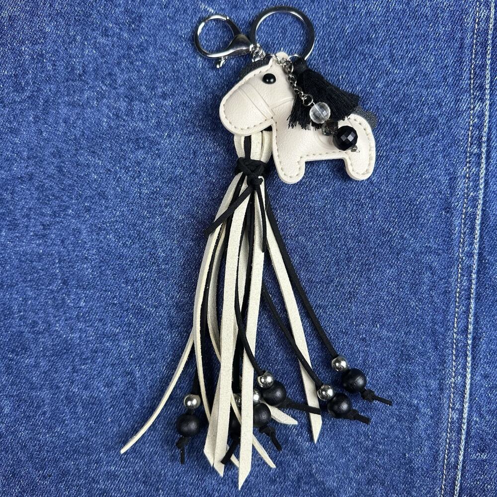 Bag Charm Pony Black white Rodeo BLING cowgirl glam by Arbor Verde
